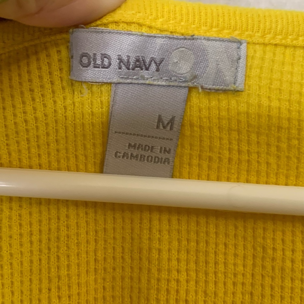 Vintage Old Navy Y2K Henley Size M Preppy 90S Thermal Waffle Knit Grunge - Picture 5 of 7